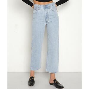 Levi's Ribcage High-Rise Button Fly Straight Ankle Denim Jean Ojai Shore Blue 31